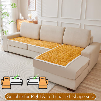 Italian Caelora Luxury Jacquard Plush L Shape Sofa Cover Seat Mat - Honey Yellow