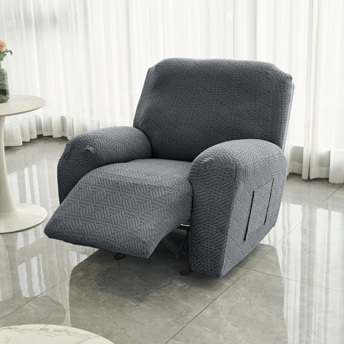 Buy Dark Grey Colour Jacquard Recliner Sofa Cover -  HOKIPO | Har Ghar ka Humsafar