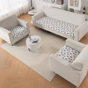Quilted Sofa Seat Mat for 5-Seater Sofa (3+1+1), Tassel Twigs | Abstract Petals
