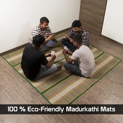 Natural Handmade Madurkathi Large Chatai Mats for Home, Green