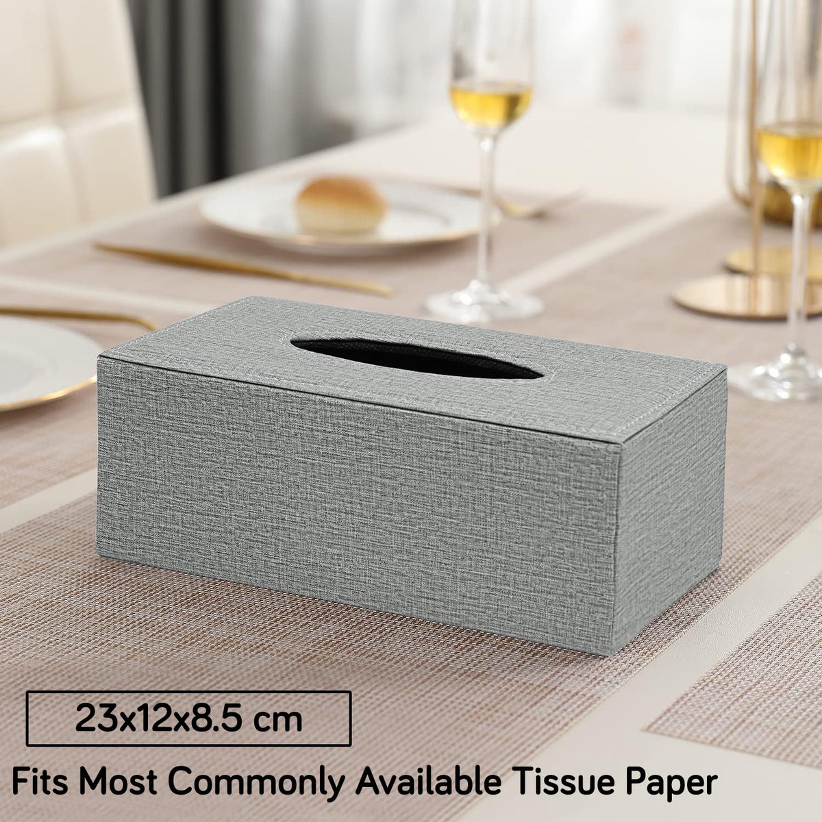 buy grey faux leather tissue paper holder | HOKIPO