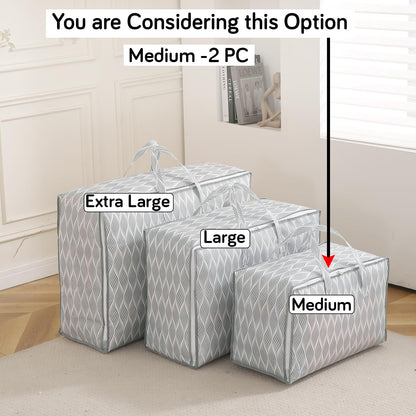 Foldable Clothes & Blanket Storage Bag – Moisture-Resistant, Zippered with Handles