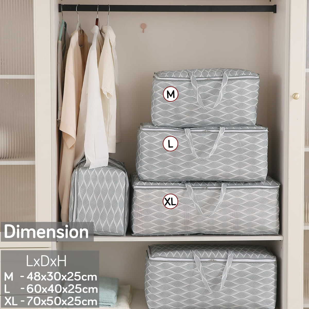 Foldable Clothes & Blanket Storage Bag – Moisture-Resistant, Zippered with Handles