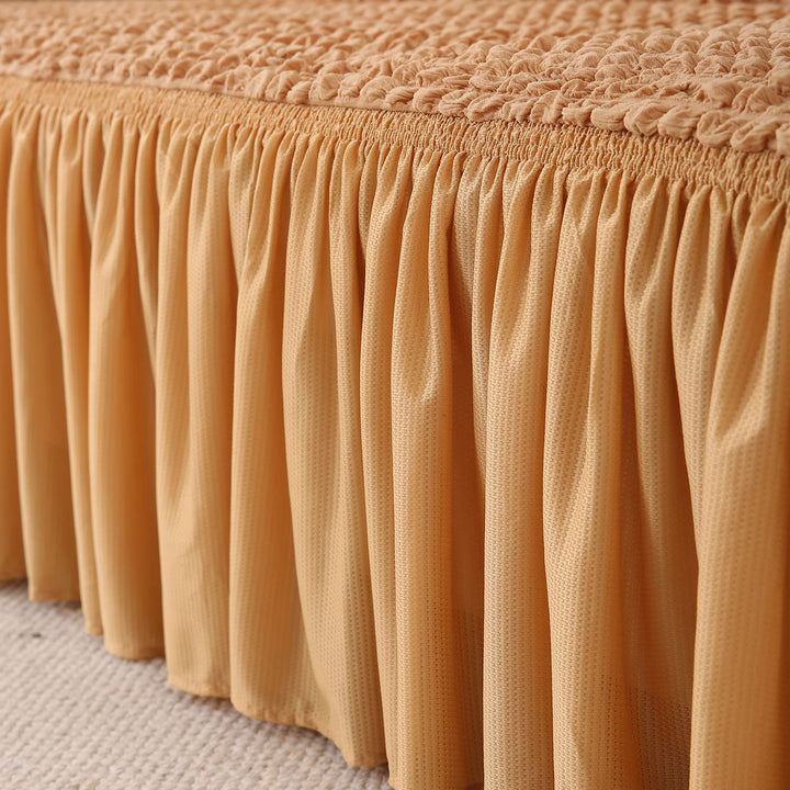 Light Brown Elastic Turkish Bubble frill beautiful sofa ke cover