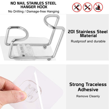 Magic Sticker Series Glass Wall Adhesive L Hooks With Load Capacity 5 Kg Each - Pack Of 1/2/4, Silver