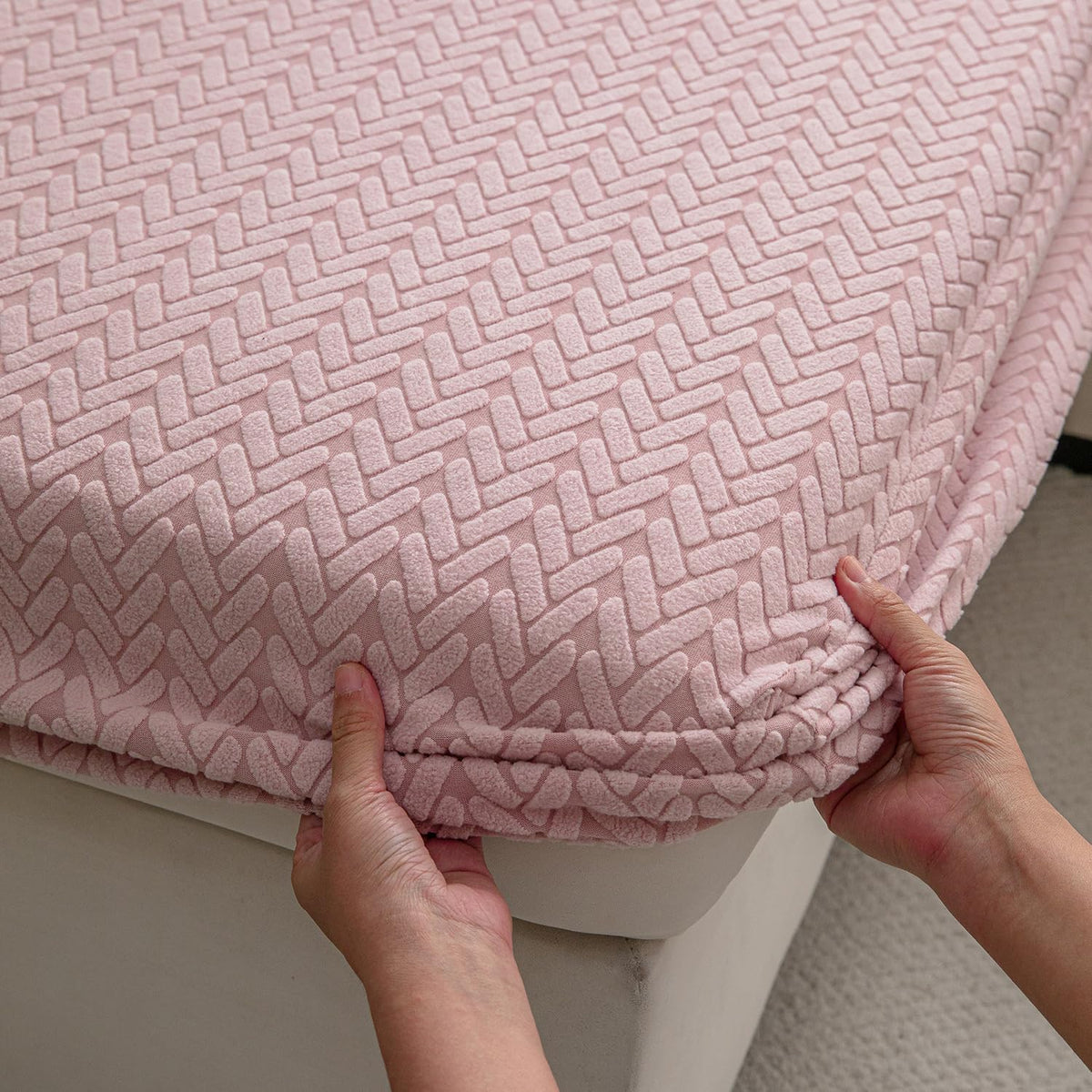 Stretchable Thick Jacquard Textured Seat Couch Cushion Cover for 1/2/3 Seaters, Pink