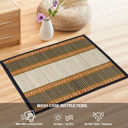 Natural River Grass Handcrafted Pooja Floor Mats/Meditation Prayer Mat/Sittting Mat/Aasan Mat Chatai for Pack of 2/4/6/8, Black