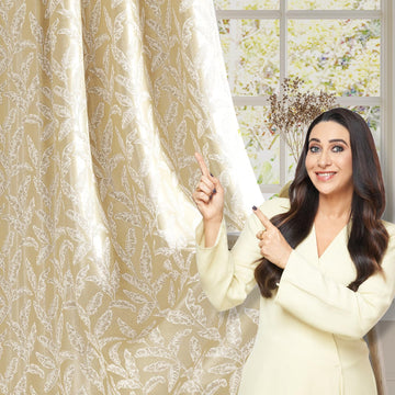 HOKIPO Majestic Eyelet Curtains, 7 Feet Long - Accent Beige