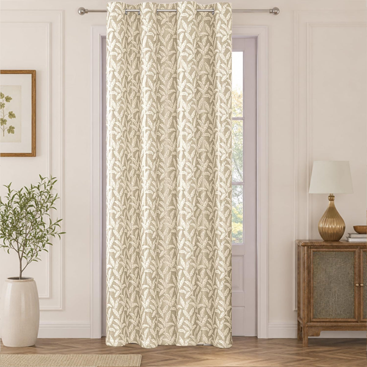 HOKIPO Majestic Eyelet Curtains, 7 Feet Long - Sand - image 2