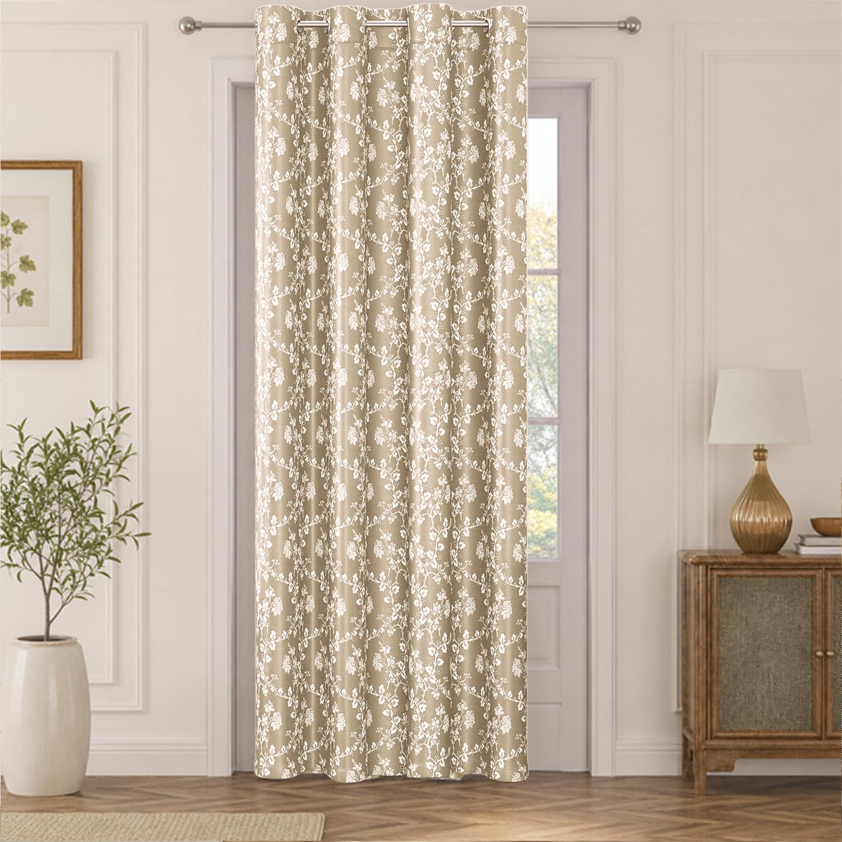 HOKIPO Bahaar Eyelet Curtains, 7 Feet Long - Champagne Beige - image 2