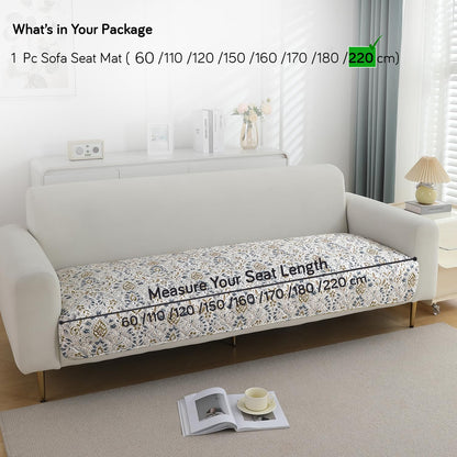 Quilted Waterproof and Anti-Slip Sofa Cover Mat, Damask White