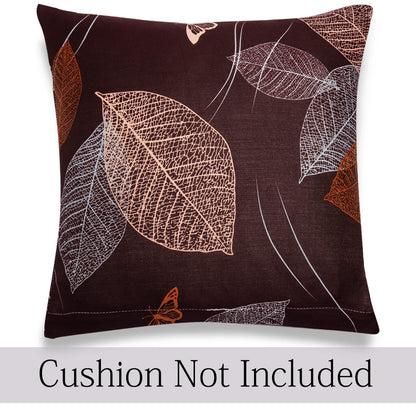 HOKIPO Stretchable Pack of 2 Cushion Cover 16x16, Dark Brown Leaf