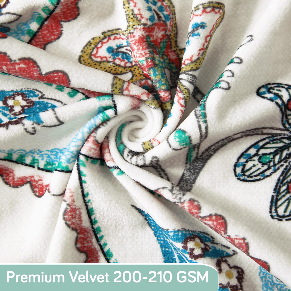 Premium Printed Velvet Stretchable Dining Bench Slipcover, Beige Persian Garden