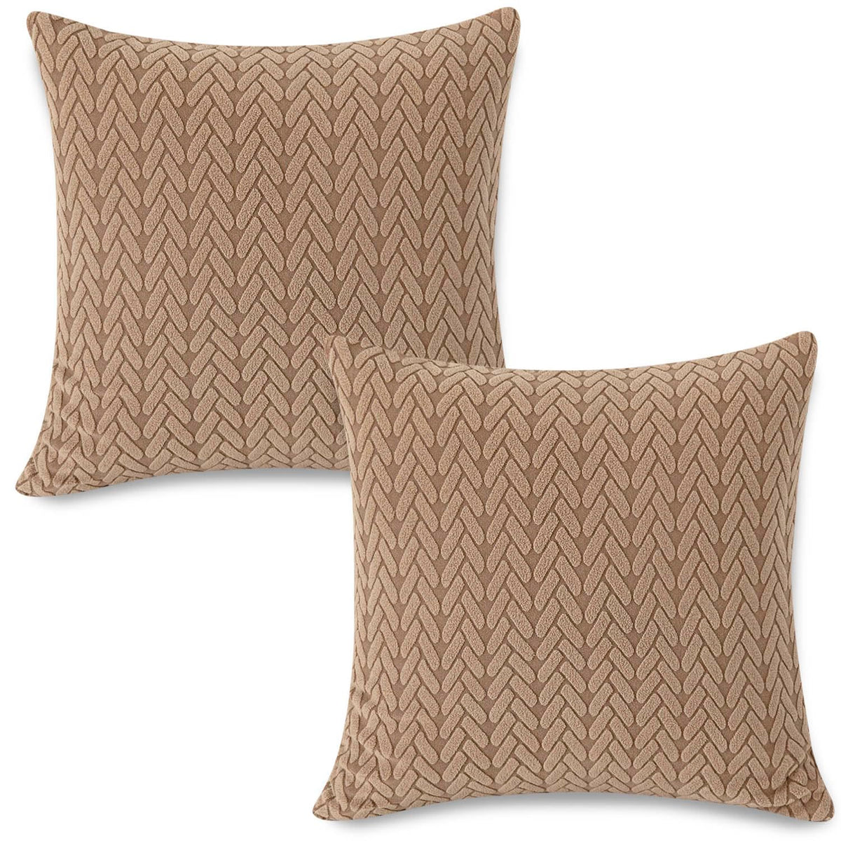 Premium Brown Colour Grid Texture Jacquard Cushion Cover | 18x18 Inch Size