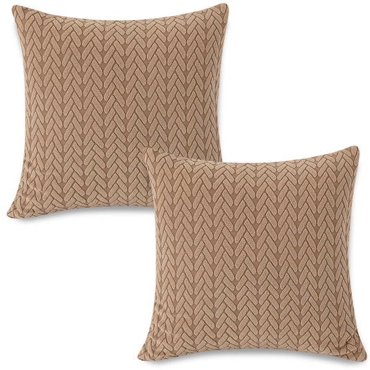 Jacquard Pack of 2 Sofa Cushion Cover 18x18 Inches, Brown