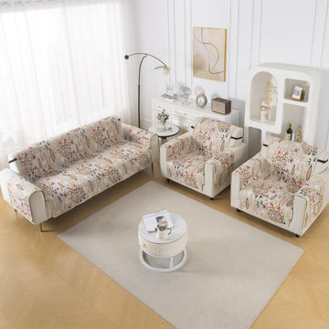 Easy Drape Reversible Quilted 5-Seater Sofa Cover (3+1+1), Garden Classic