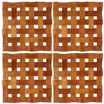 Square Bamboo Table Coaster, Pan Pot Holder, 16 x 16 cm, 4 Piece Set