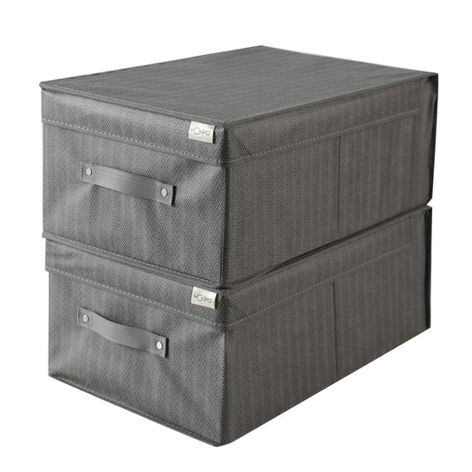 Fabric Cloth Storage Wardrobe Organiser Box With Lid, Size - 45 X 30 X 20 Cm, Grey, Rectangular