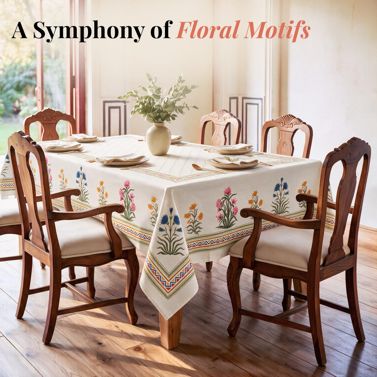 HOKIPO Rectangular 6 Seater Table Cloth, Off White - image 2