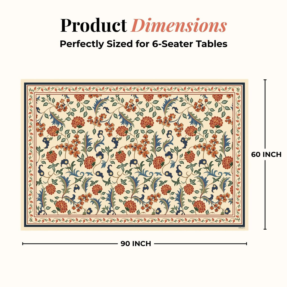 HOKIPO Dining Table Cloth for 6 Seater Table, Cream - image 5