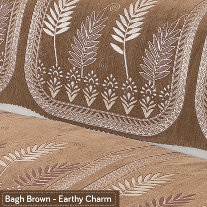 Royal Aangan Premium Chenille Jacquard Sofa Cover 5 Seater Set 3+1+1 Sofa Cover for Seat & Back, Bagh Brown