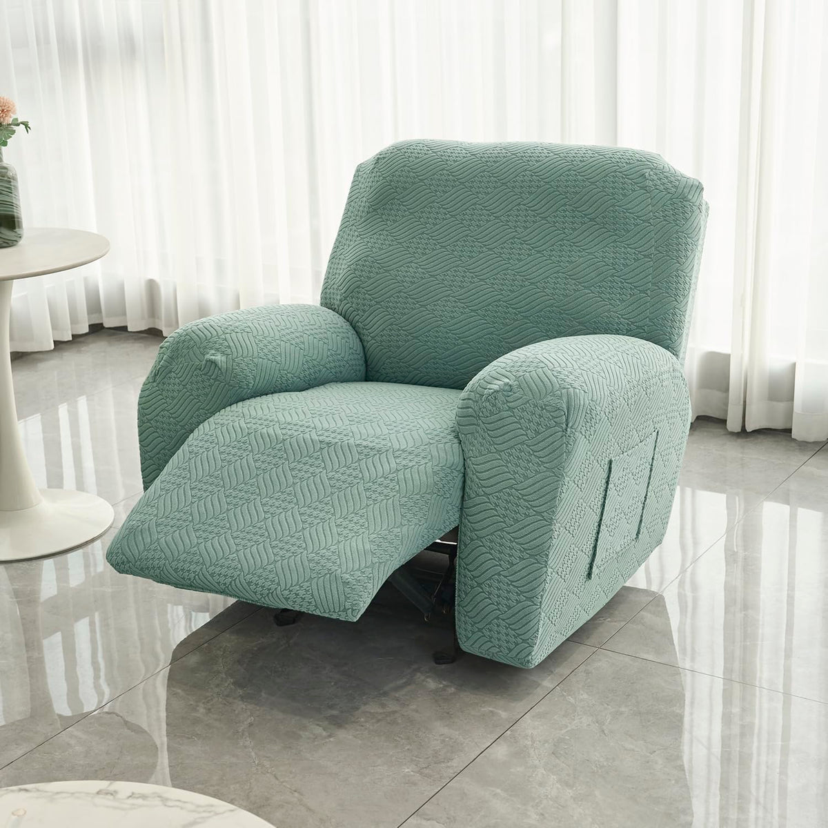 Buy Green Colour Jacquard Recliner Chair Cover