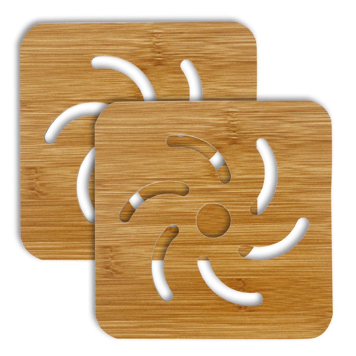 Buy Round Swirl Cut Bamboo Coaster Set