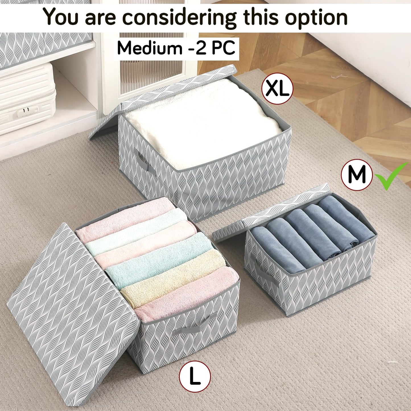 Foldable Cloth Storage Box | Wardrobe Organizer with Lid
