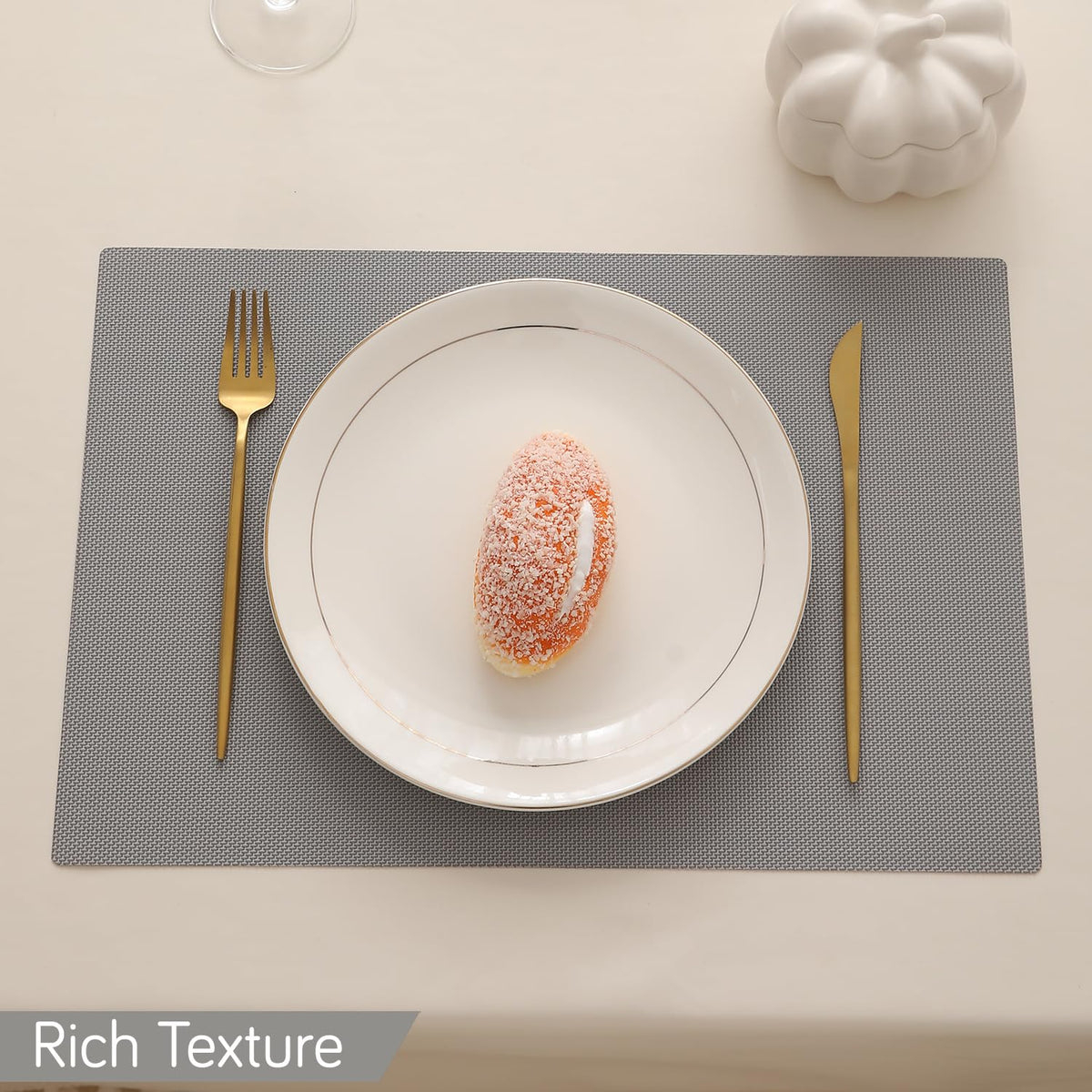 Buy light grey rich texture waterproof placemat | HOKIPO