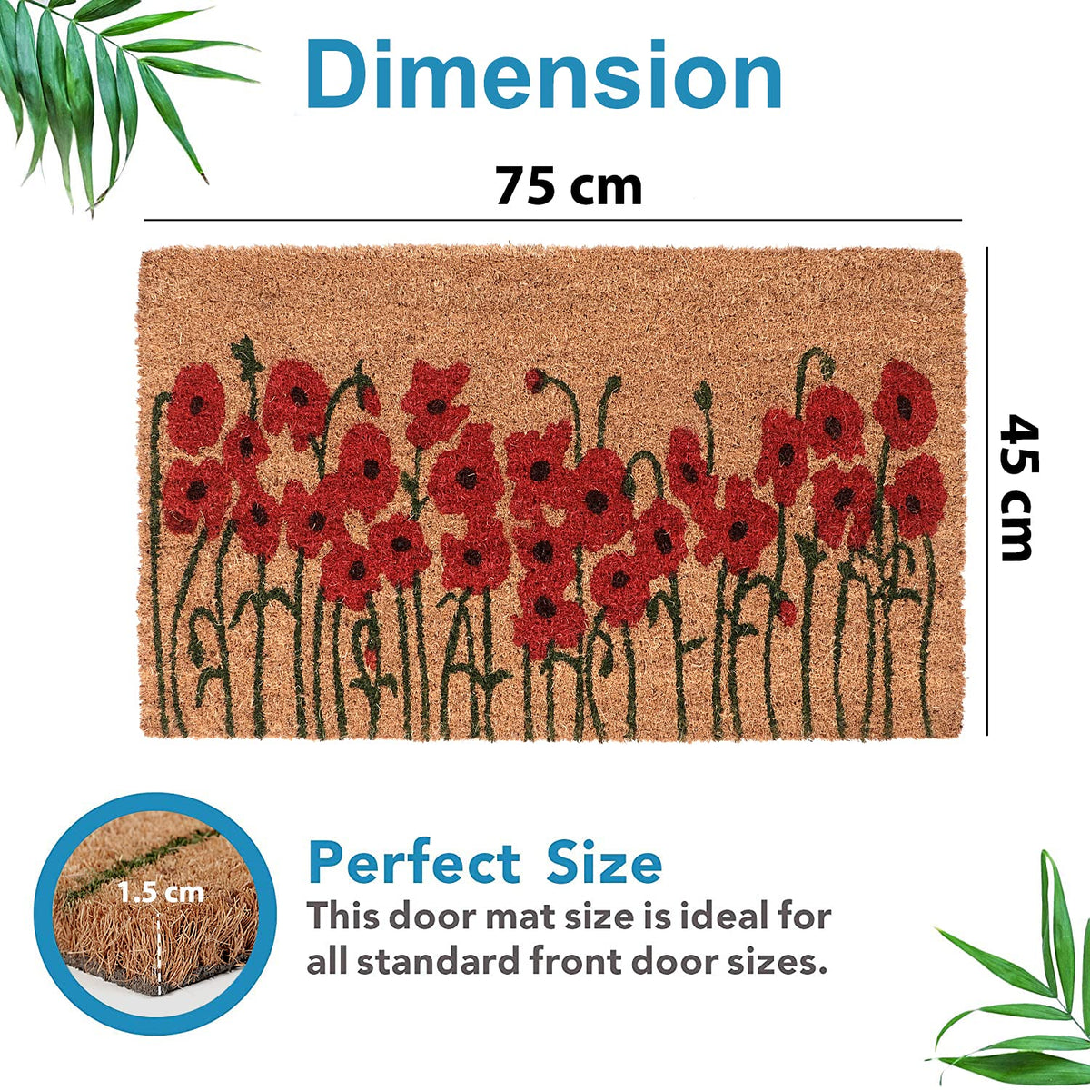 Coir Entrance Door Mat with Anti-Slip PVC Backing