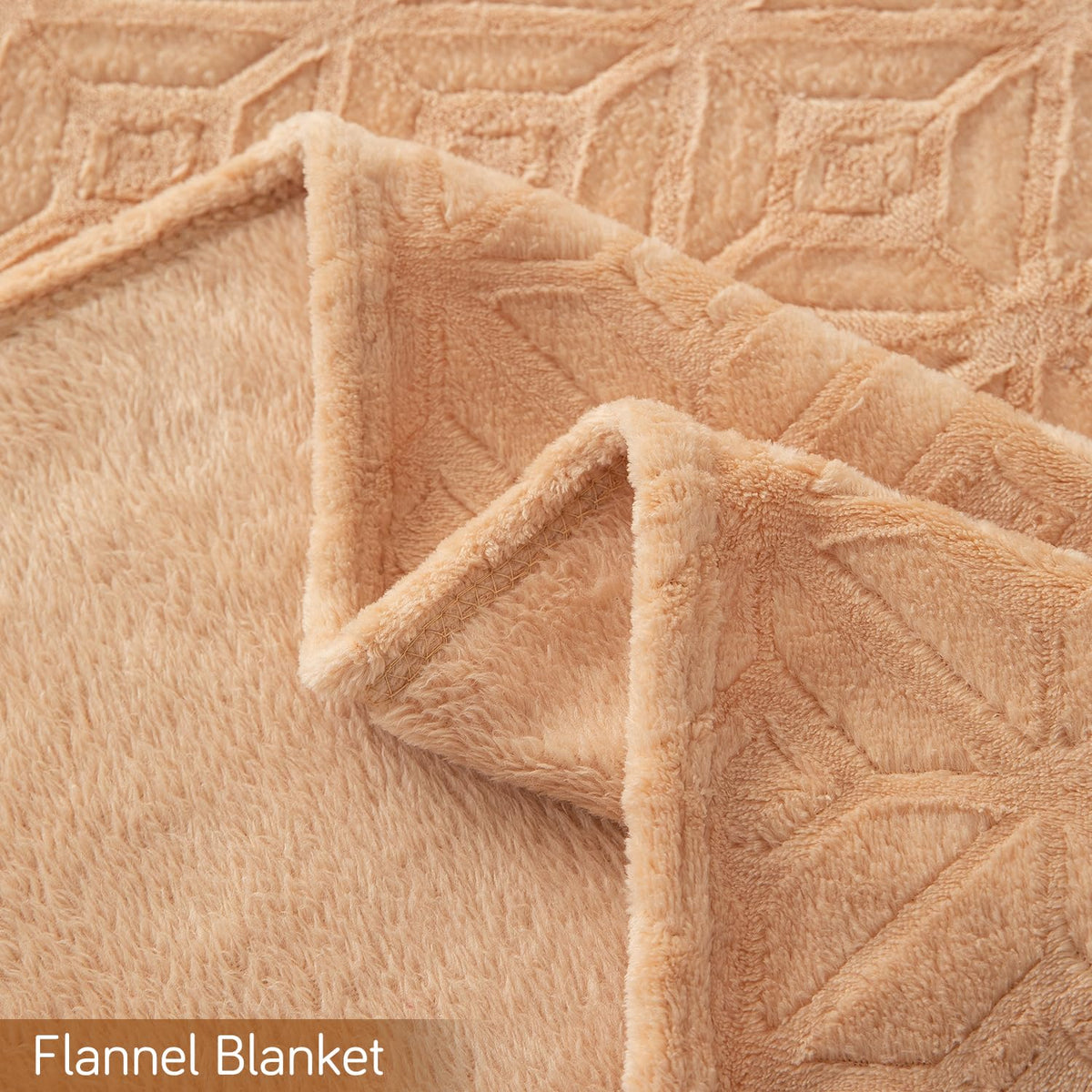 Buy beige colour flannel fleece blanket lightweight and soft | HOKIPO