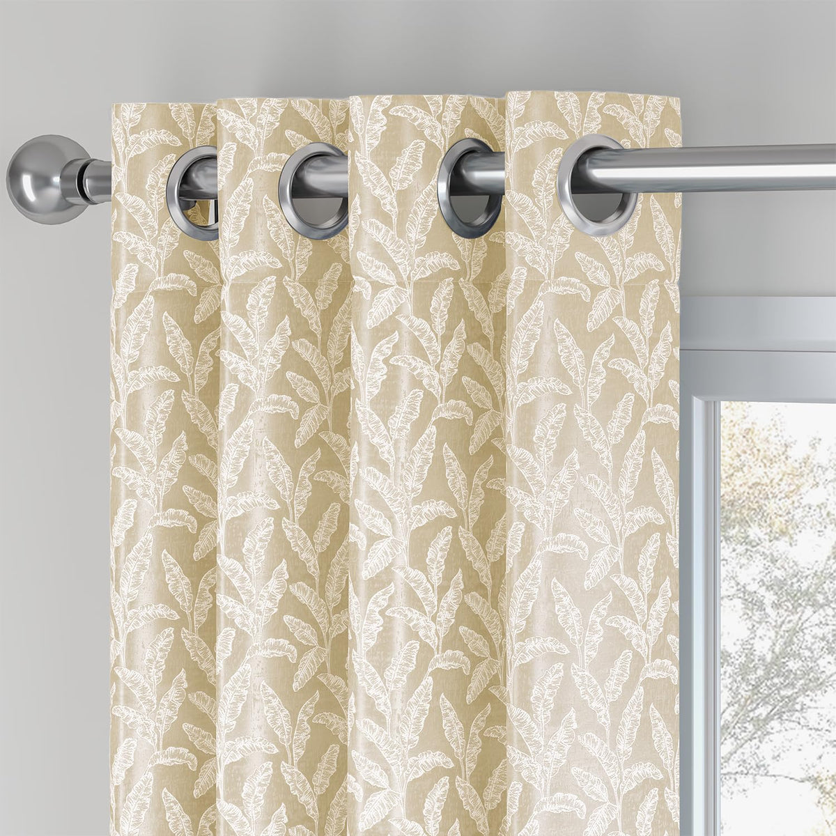 HOKIPO Majestic Eyelet Curtains, 7 Feet Long - Accent Beige - image 7