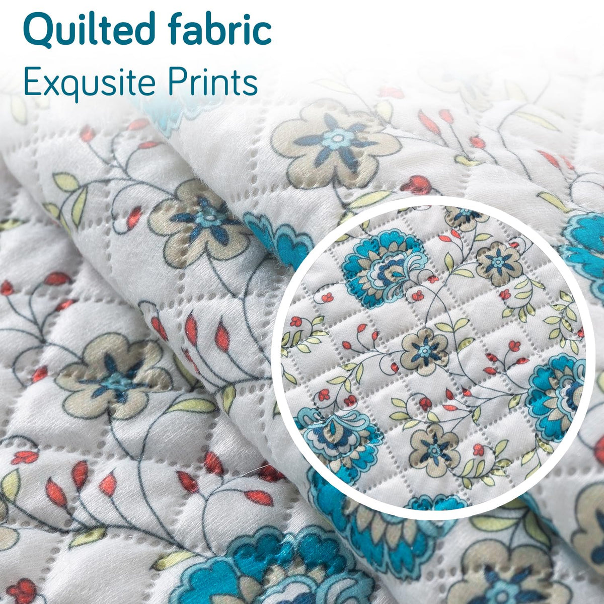 Quilted Sofa Seat Mat for 5-Seater Sofa (3+1+1), Tassel Twigs | Cerulean Bloom
