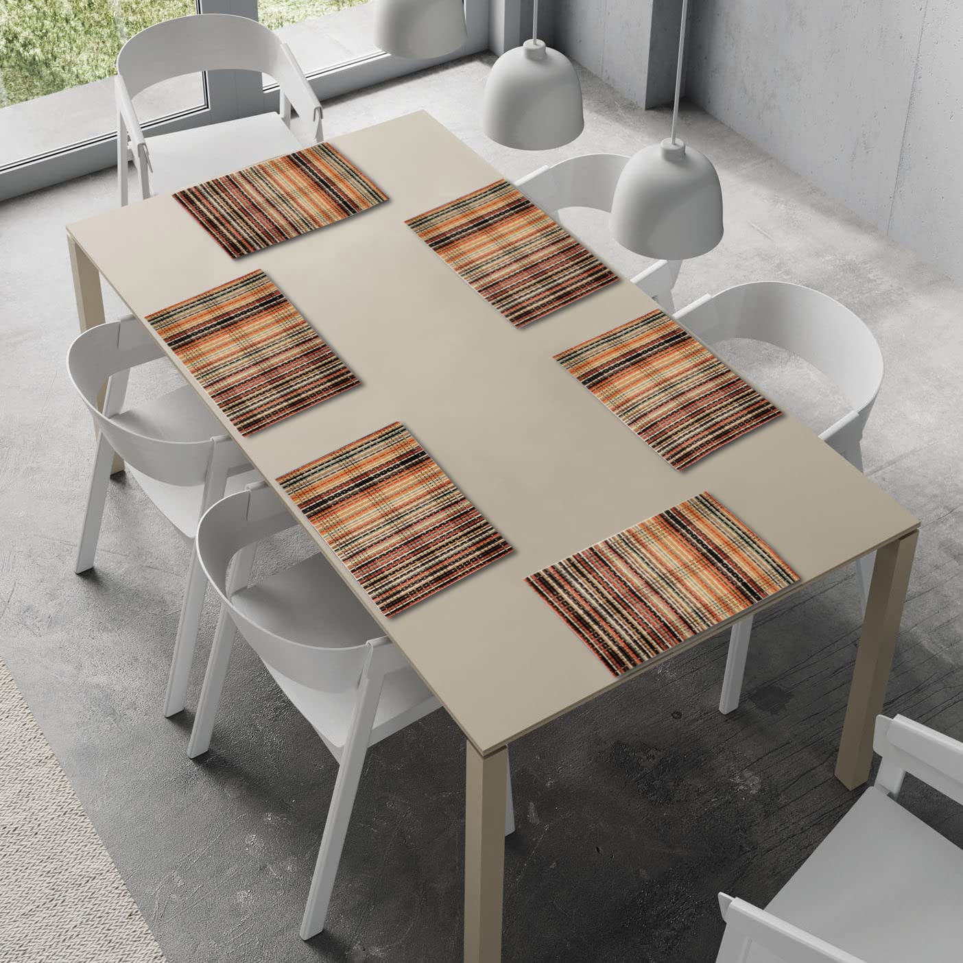 Heat Resistant Wooden Placemats Set of 6 Dining Table Mats, 45x30 cm, Multicolor