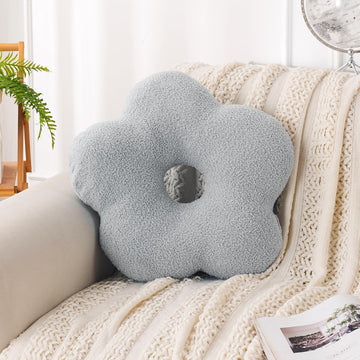 HOKIPO Flower Shaped Cushion for Sofa & Bed, 49 cm, Light Grey