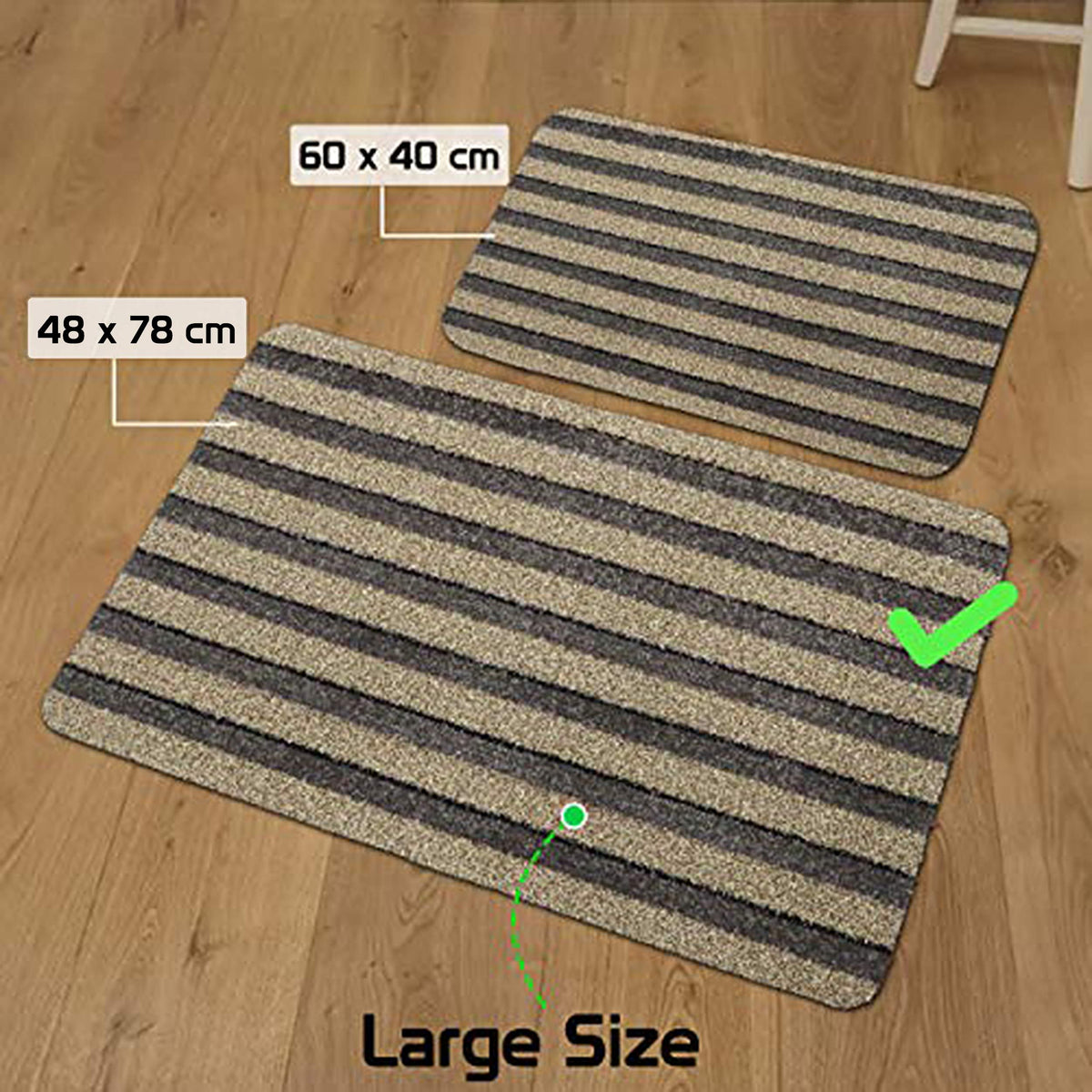 Rubber Back Dirt Trapper Entrance Door Mats Big Size, 48X78 Cm, Brown, Large Rectangle