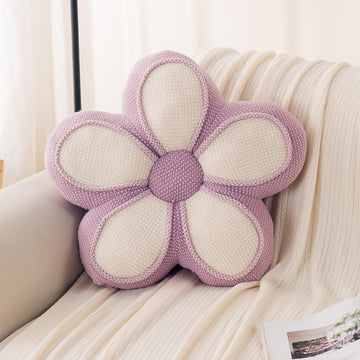 HOKIPO Daisy Petal Flower Cushion for Sofa & Bed, 47 cm, Purple