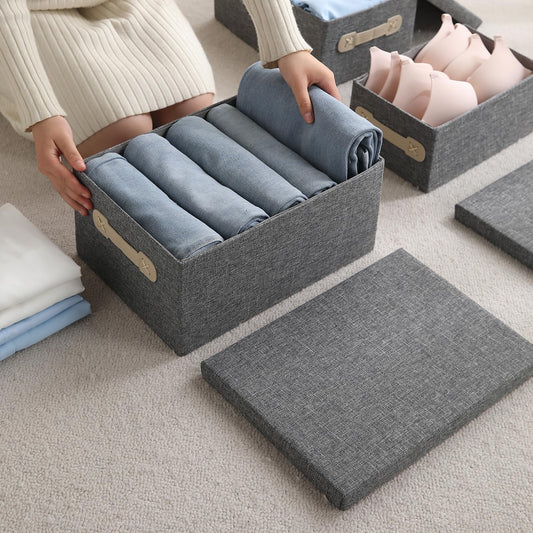 Organisers Storage Box with Lid, Grey, Pack of 1/2