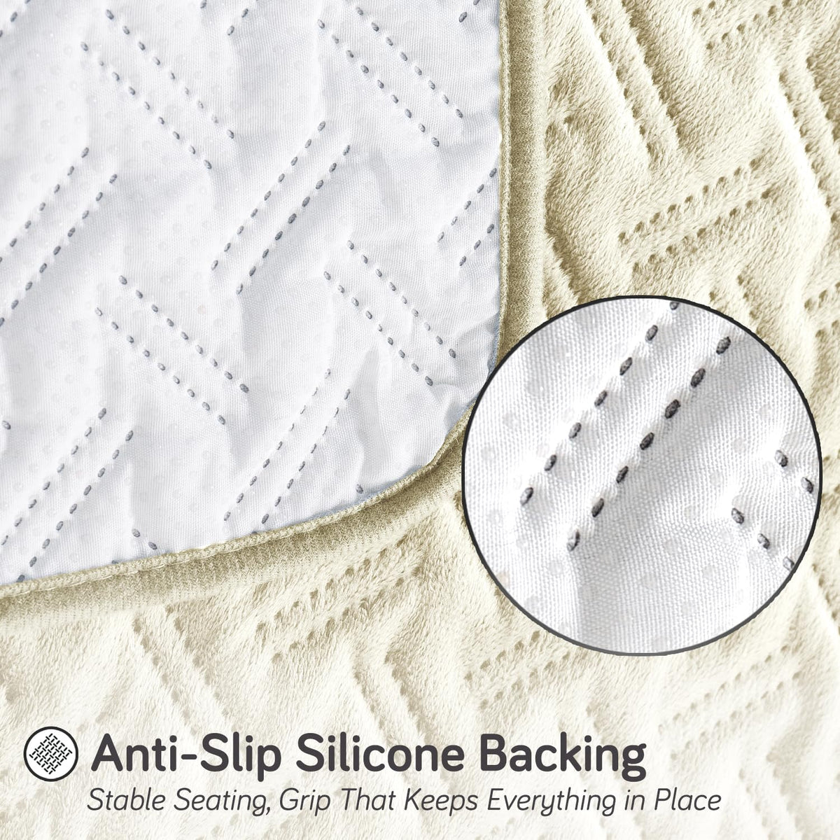 Premium Velvety Quilted Softline 5-Seater Sofa Cover (3+1+1), Butter Cream