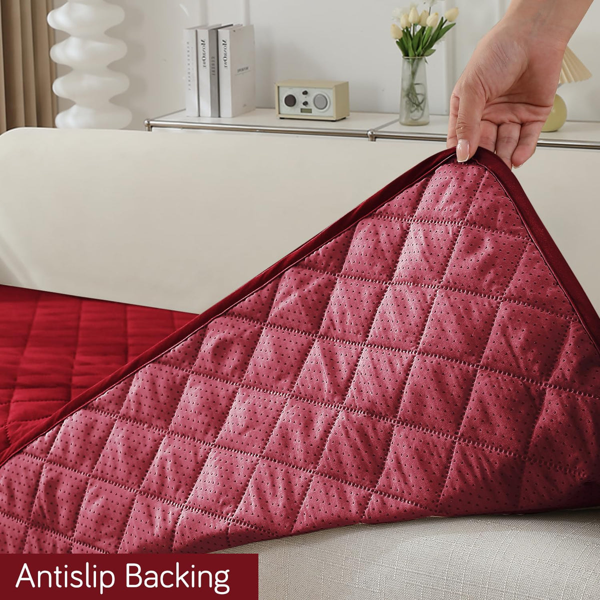 Waterproof Anti-Slip Quick Dry Sofa Seat Mat for 1/2/3 Seater, Red