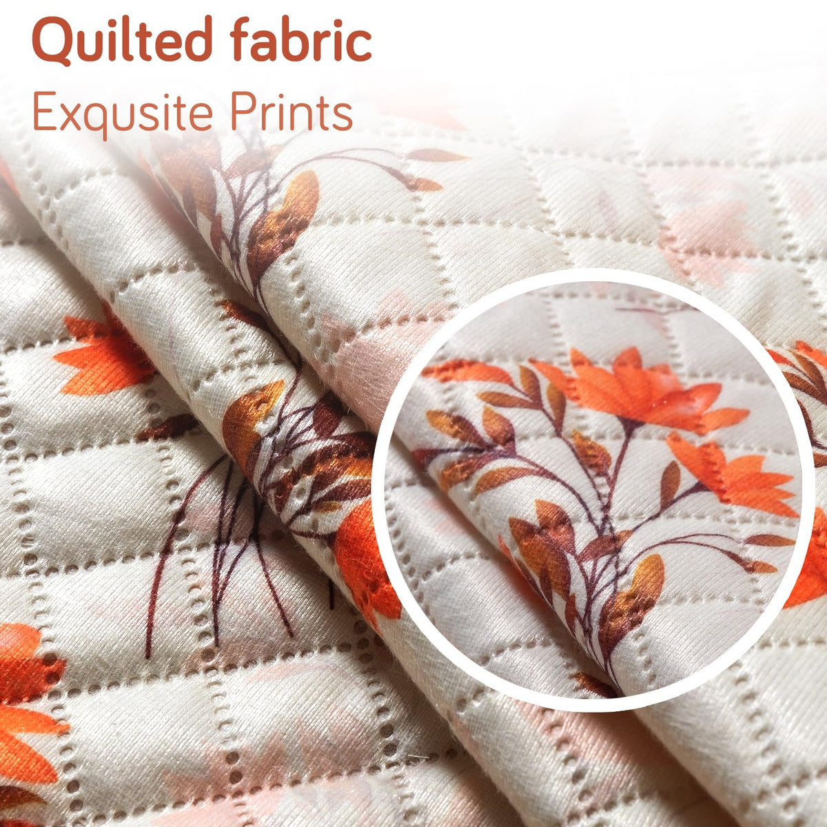 Quilted Sofa Cover 5-Seater Sofa Cover (3+1+1), Tassel Twigs | Autumn Blossom