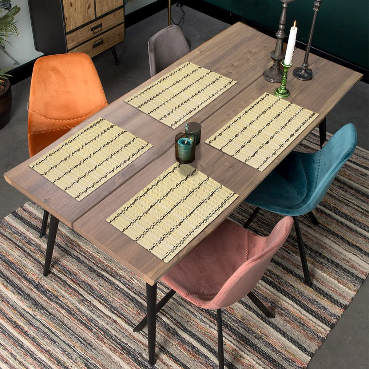 Buy reversible bamboo table mats set of 4 | Hokipo