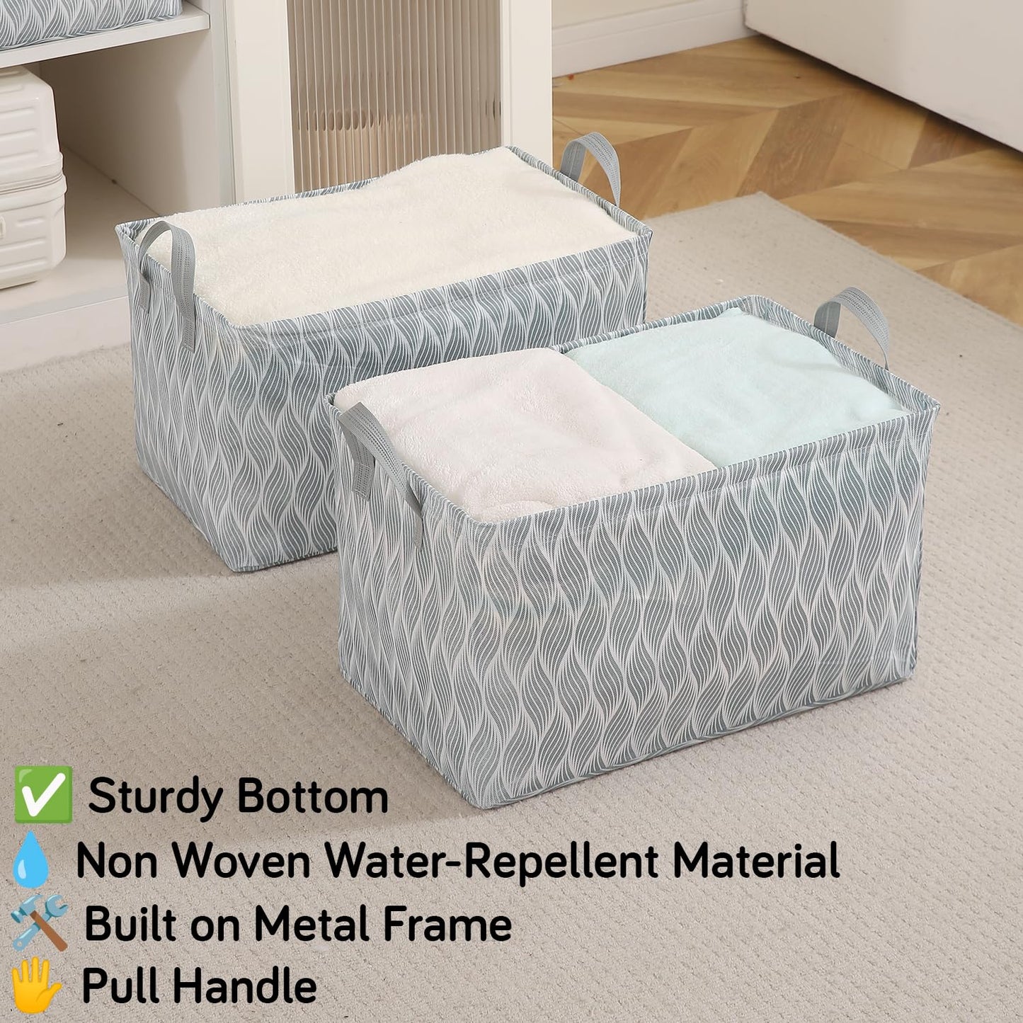 Foldable Wardrobe Storage Basket | Non-Woven Bin with Metal Frame & Handles