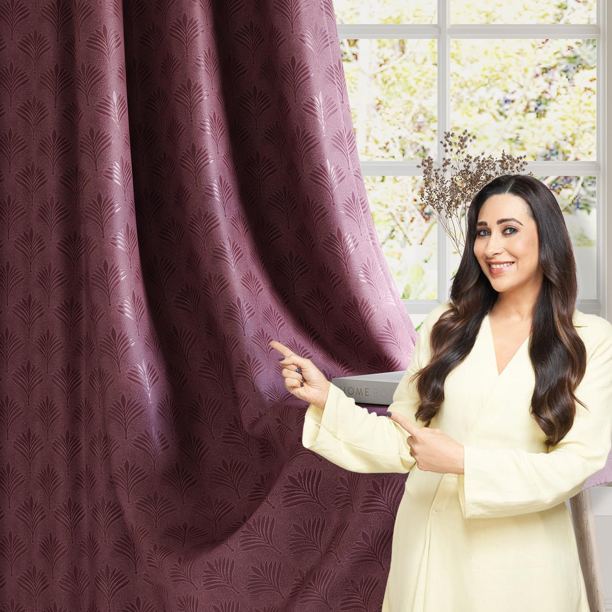 HOKIPO Palmea True Blackout Curtains, 7 Feet Long - Onion Pink