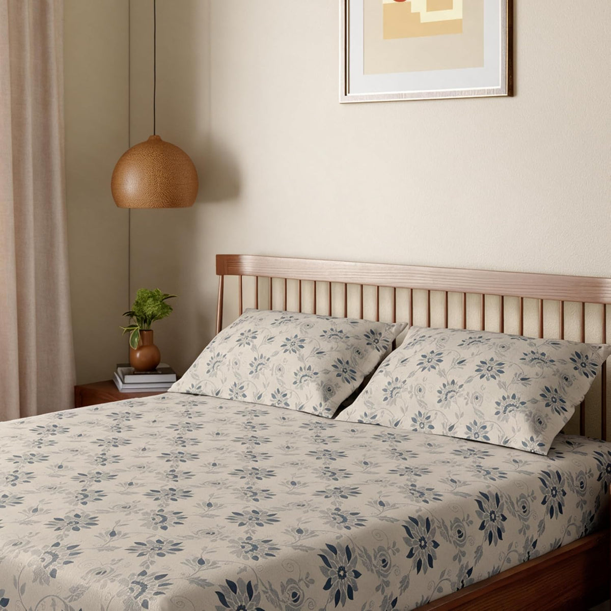 HOKIPO King Size Cotton Bedsheet, 2 Pillow Covers, Chestnut & Mustard - image 17