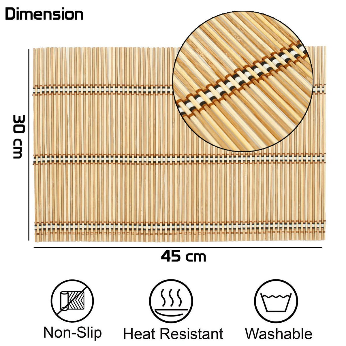 Buy bamboo 45x30 cm table mats | Hokipo