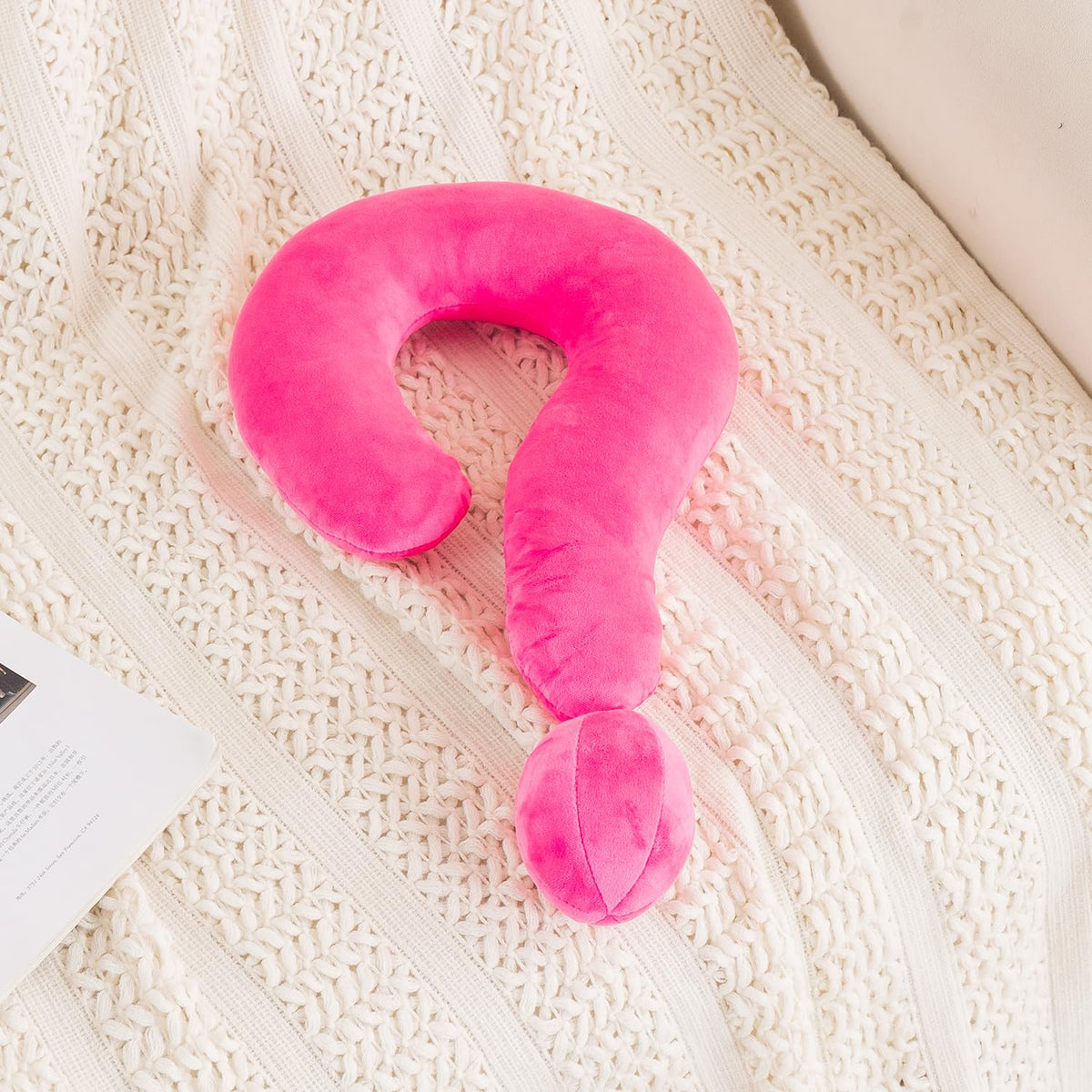 HOKIPO Small Question Mark Neck Pillow for Travel & Home, Dark Pink