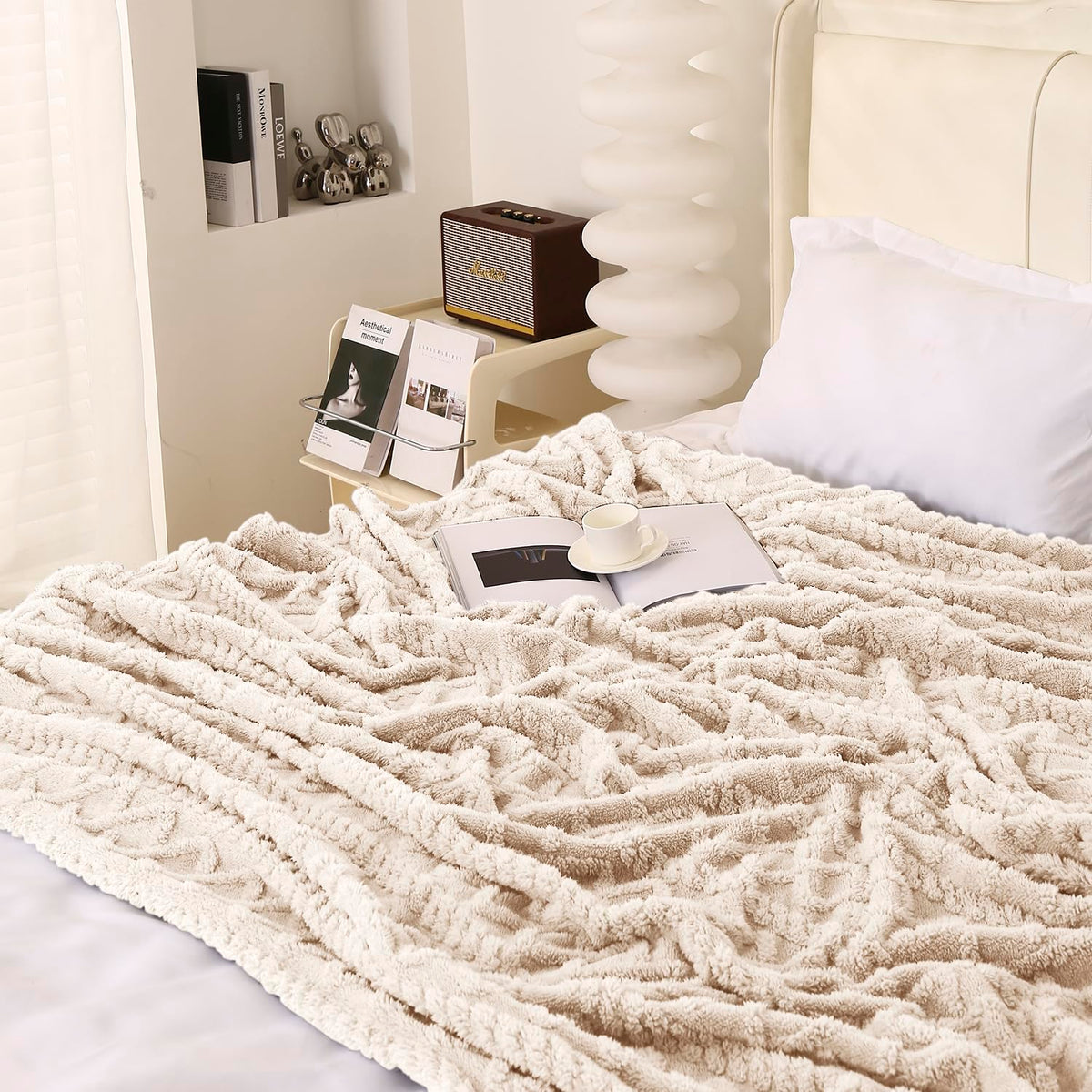 Buy Beige Colour Soft, Cozy, Fleece Throw Blanket Online