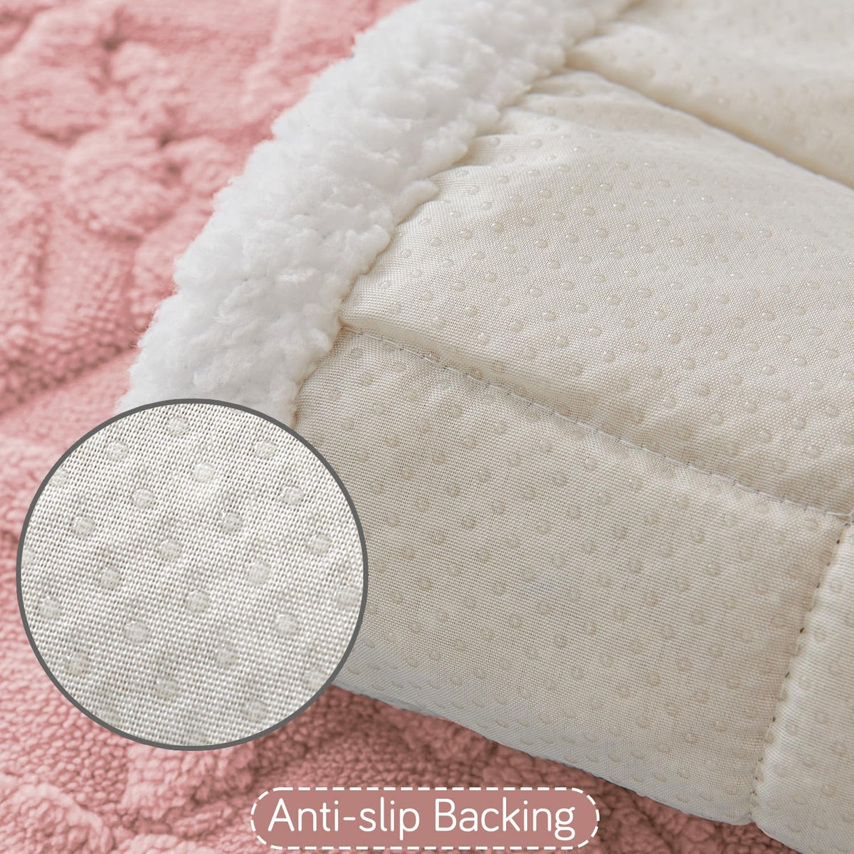 Italian Caelora Luxury Jacquard Plush L Shape Sofa Cover Seat Mat - Misty Rose