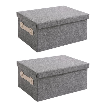 Organisers Storage Box with Lid, Grey, Pack of 1/2